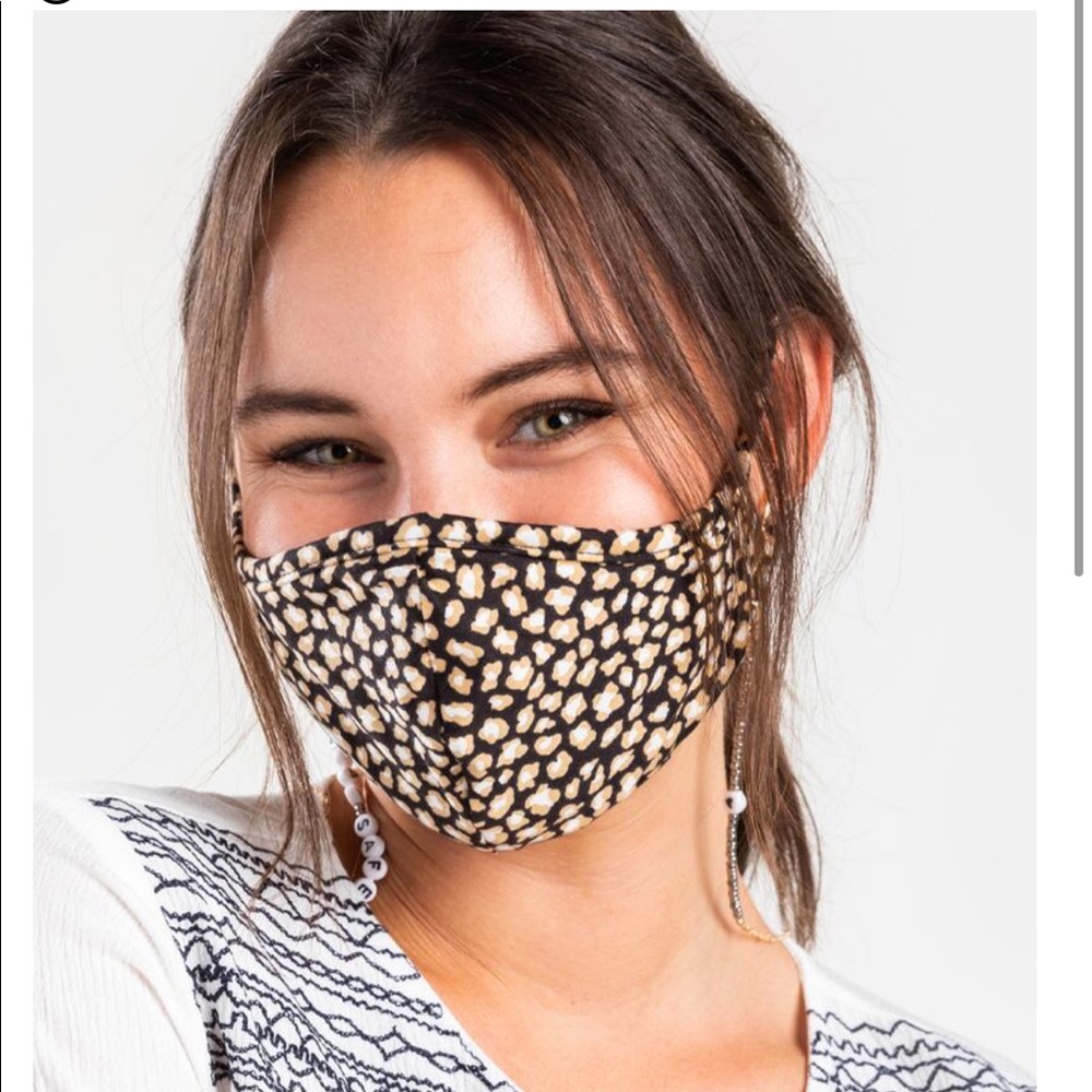 Francesca’s reusable dot leopard face mask